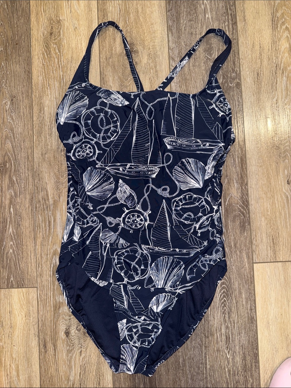Nautica Navy and White Nautical Print Girls' One-Piece